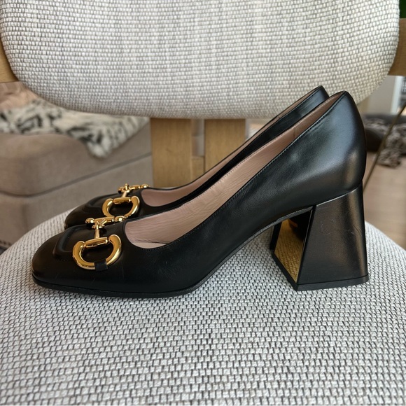 Gucci Baby Bit Horsebit-Detailed Leather Pumps in Black - Picture 3 of 15